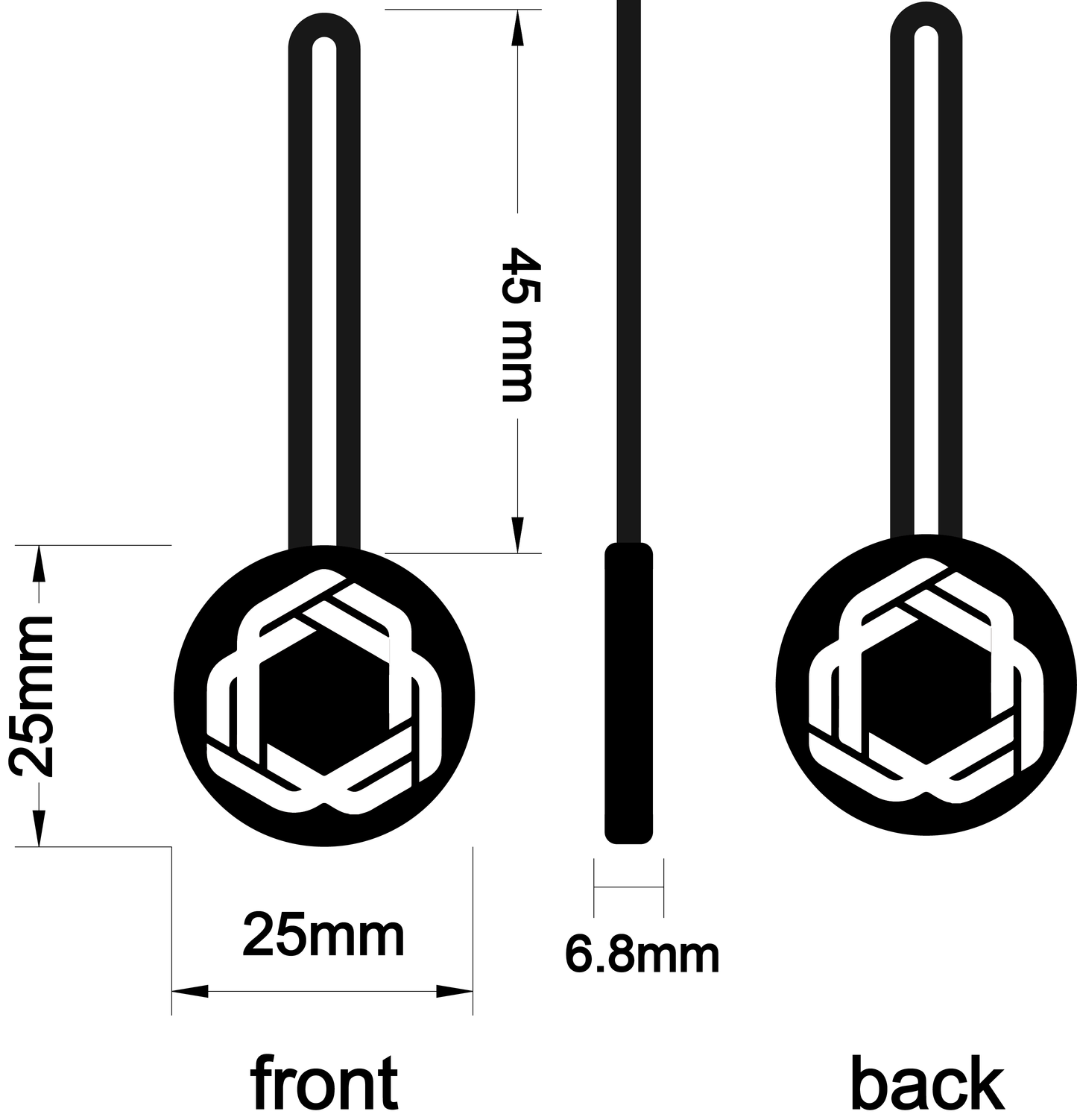 Sixth Society Zipper Pull Black & White